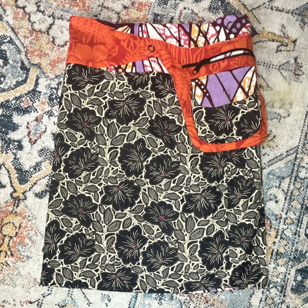 Asha World Designs Snap Skirt Reversible Cotton Boho, Removable Pocket Size 2-12